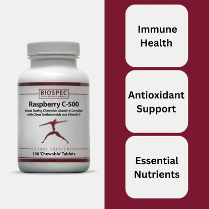 Suplemento vitamínico Raspberry C-500 con calidad BioSpec USA
