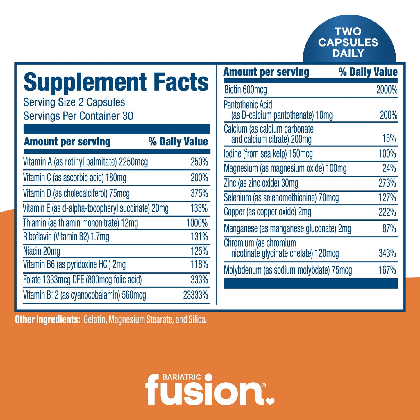 Suplemento vitaminico sin azúcar Bariatric Fusion