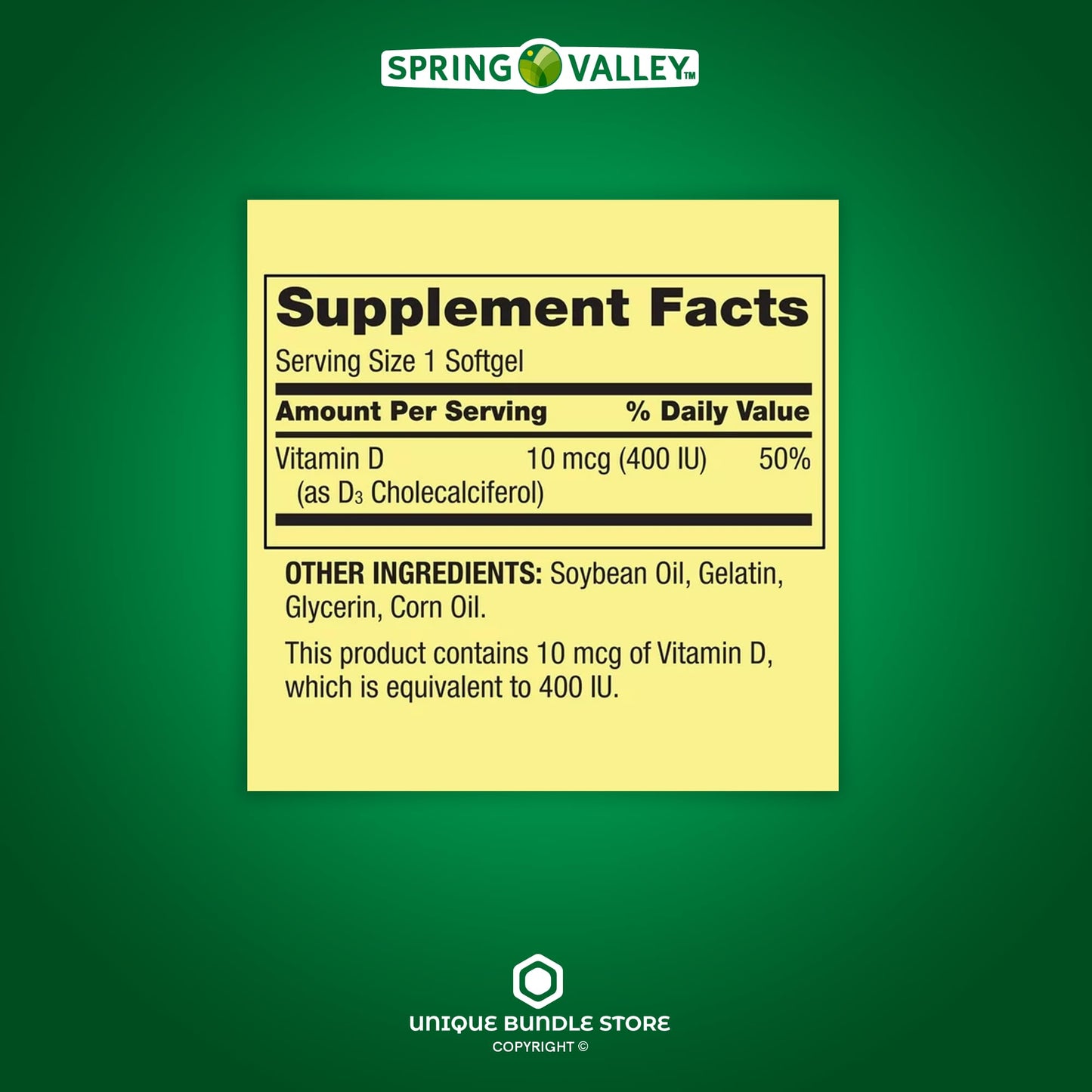 Suplemento vitaminico Unique Bundle Store vitamina D3