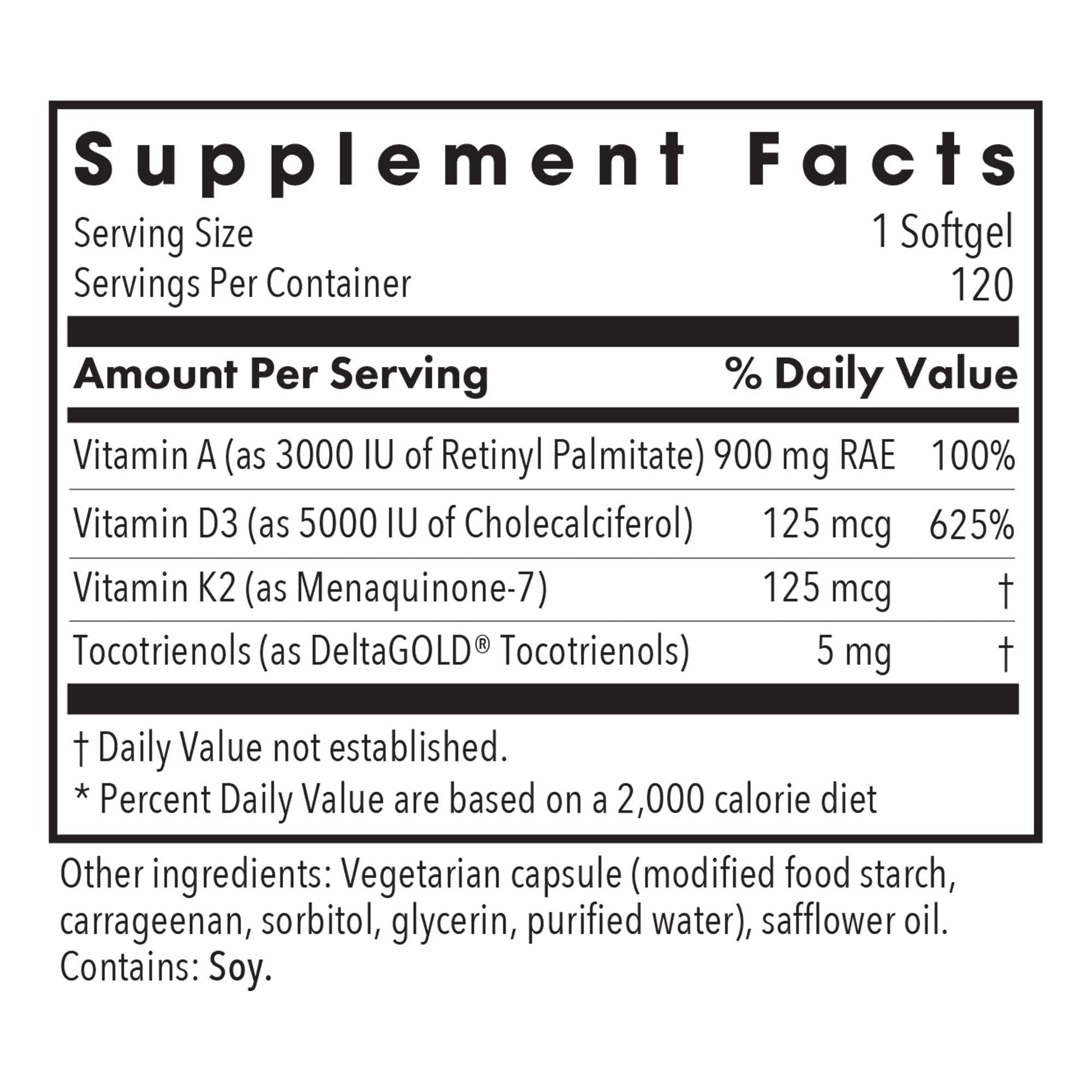 Suplemento vitaminico con vitamina A y delta gold tocotrienoles