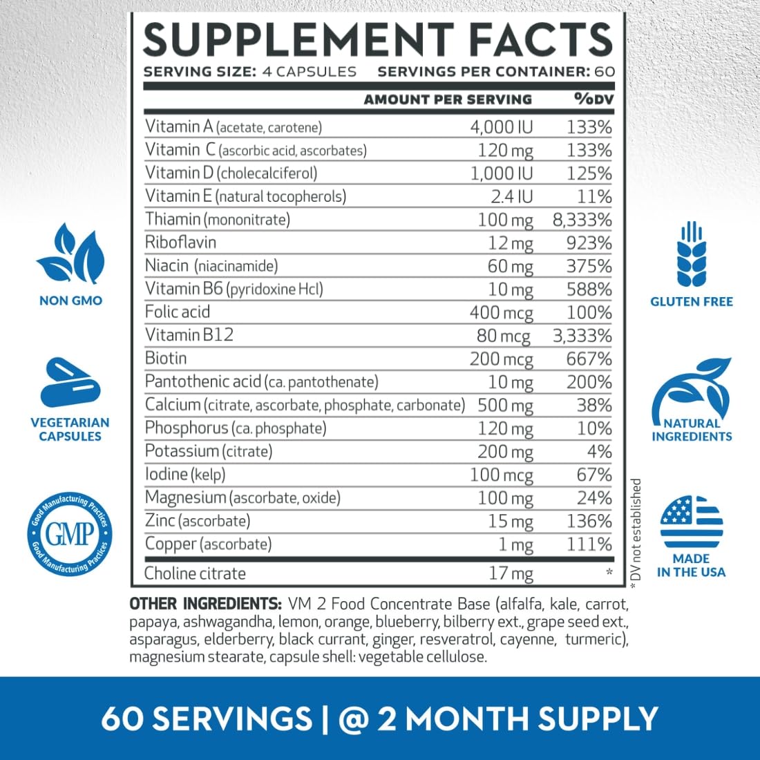 Suplemento vitaminico vitamina b vitaminerals 2 bg + 240 capsulas