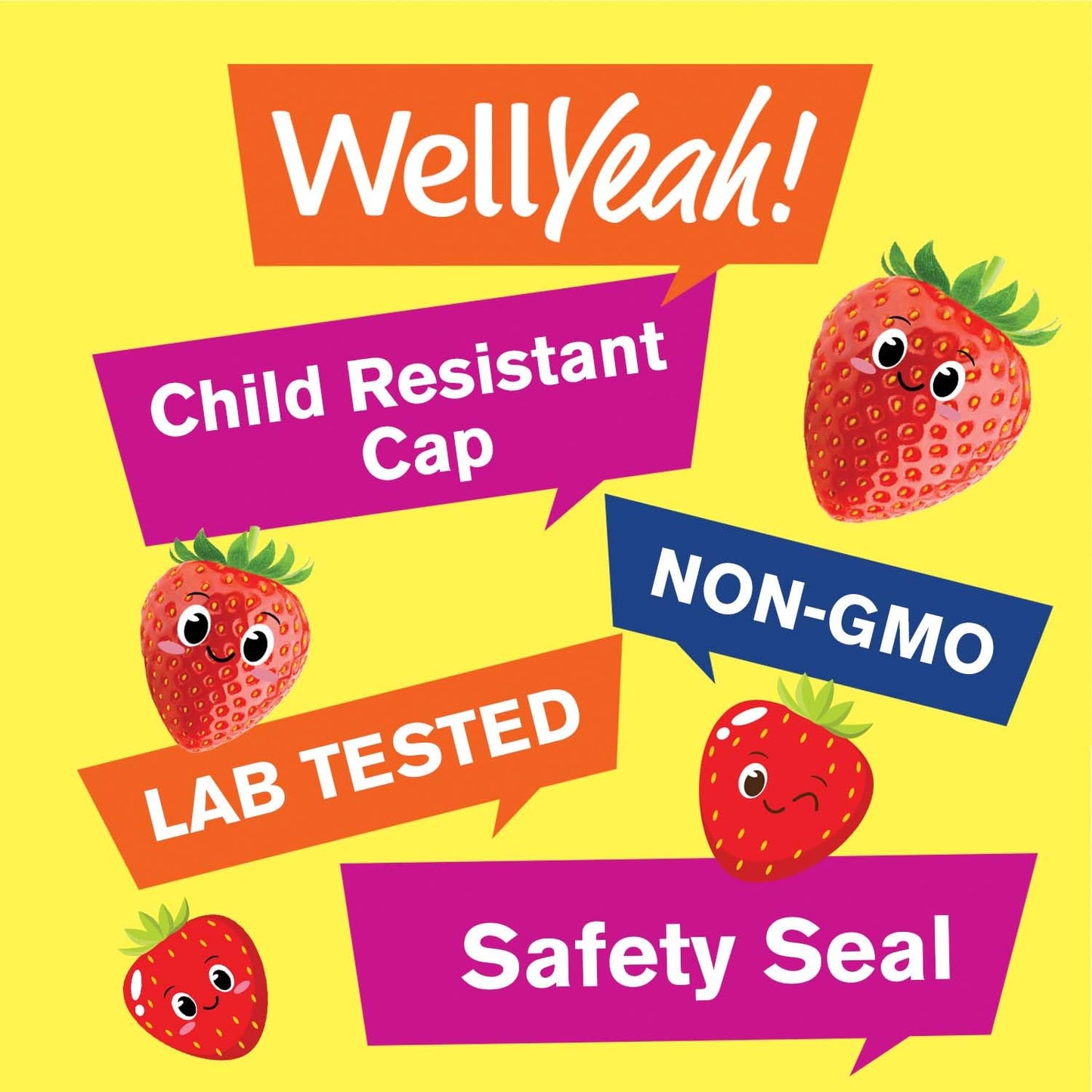 Suplemento vitamínico WellYeah gomitas sabor fresa niños
