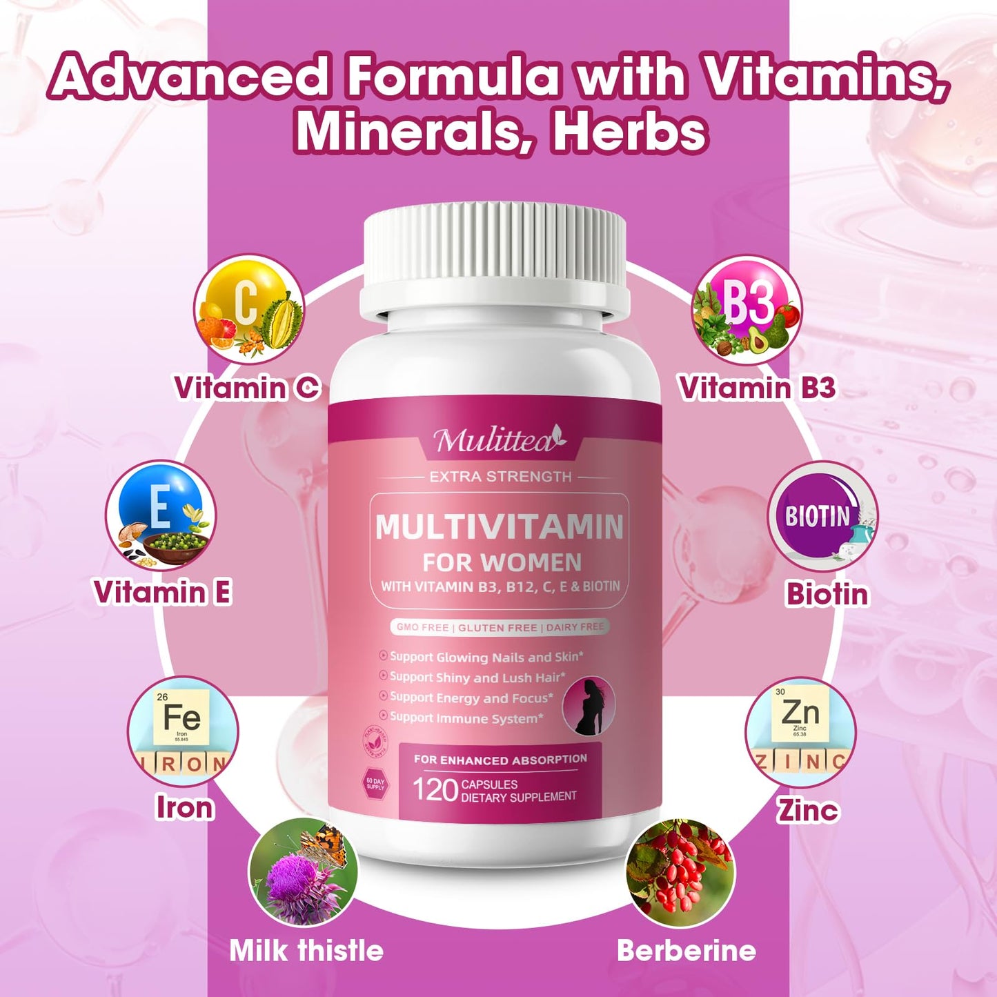 Suplemento vitamínico Mulittea para mujeres activo y saludable