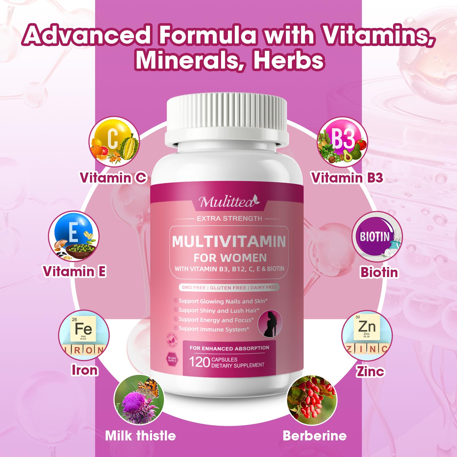 Suplemento vitamínico Mulittea para mujeres activo y saludable