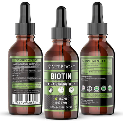Suplemento Vitboost gotas líquidas biotina para uñas y cabello