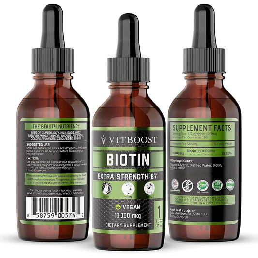 Suplemento Vitboost gotas líquidas biotina para uñas y cabello