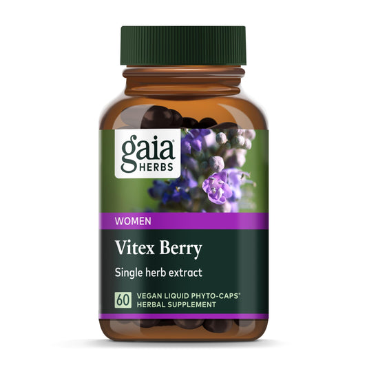 Suplemento Vitex Berry Gaia Herbs - Cápsulas veganas para equilibrio hormonal