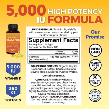 Suplemento Viva Naturals Vitamina D3 alta potencia