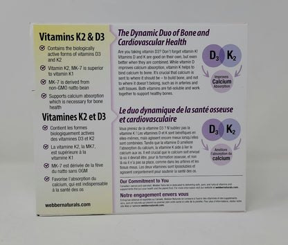 Suplemento Webber Naturals K2 plus D3 para función inmune