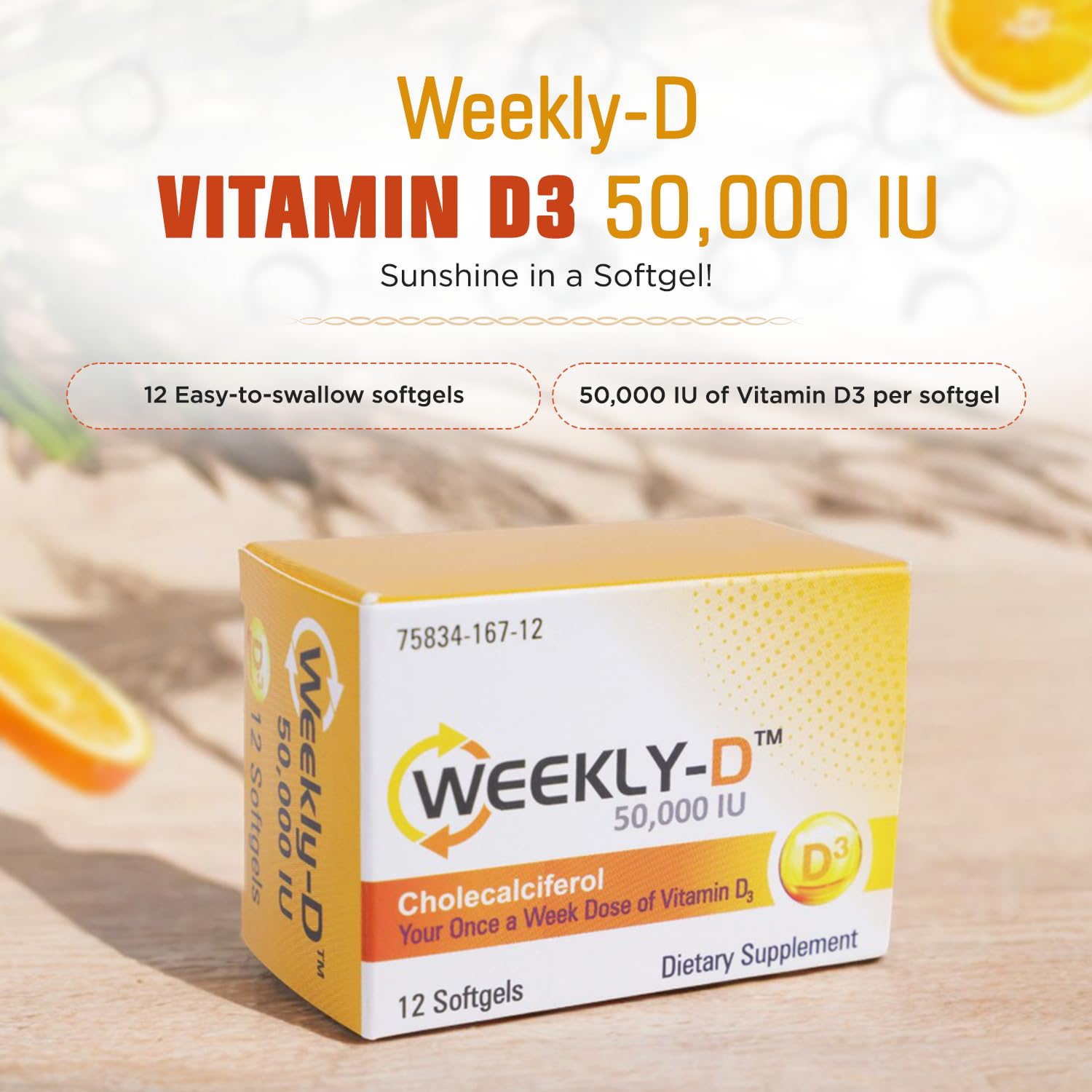 Suplemento Weekly-D 50,000 UI cápsulas blandas para salud