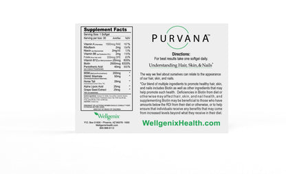 Suplemento Wellgenix Purvana biotina 2500 mcg extracto de uva
