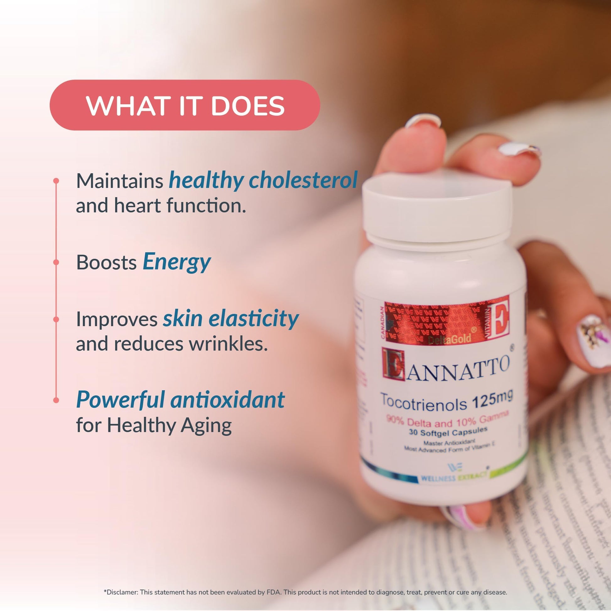 Suplemento WELLNESS EXTRACT vitamina E tocotrienoles gel suave