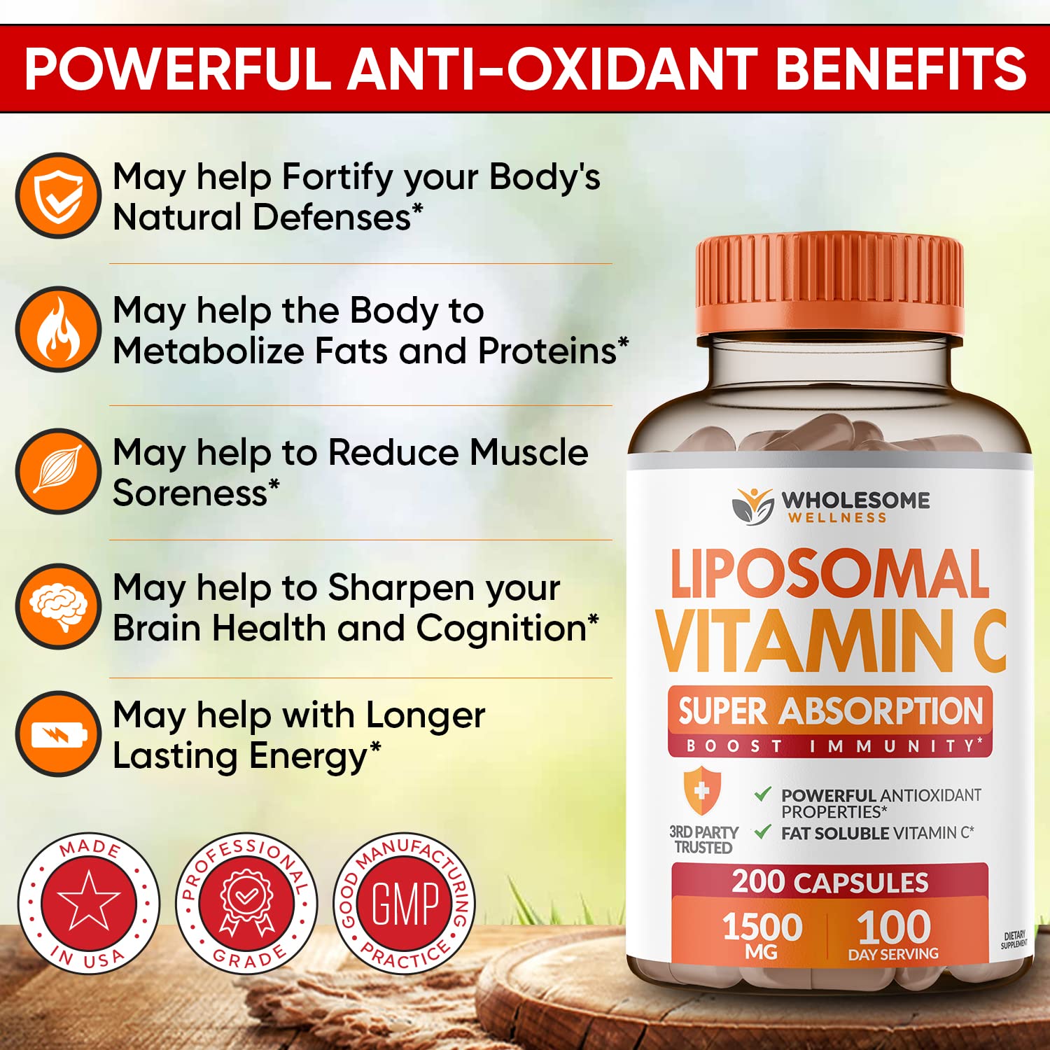 Suplemento Wholesome Wellness combinación probióticos y vitamina c