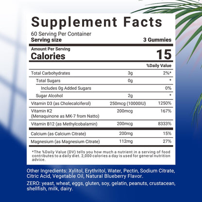 Suplemento Wiszeen con vitamina D3 K2 y B12 en gomitas
