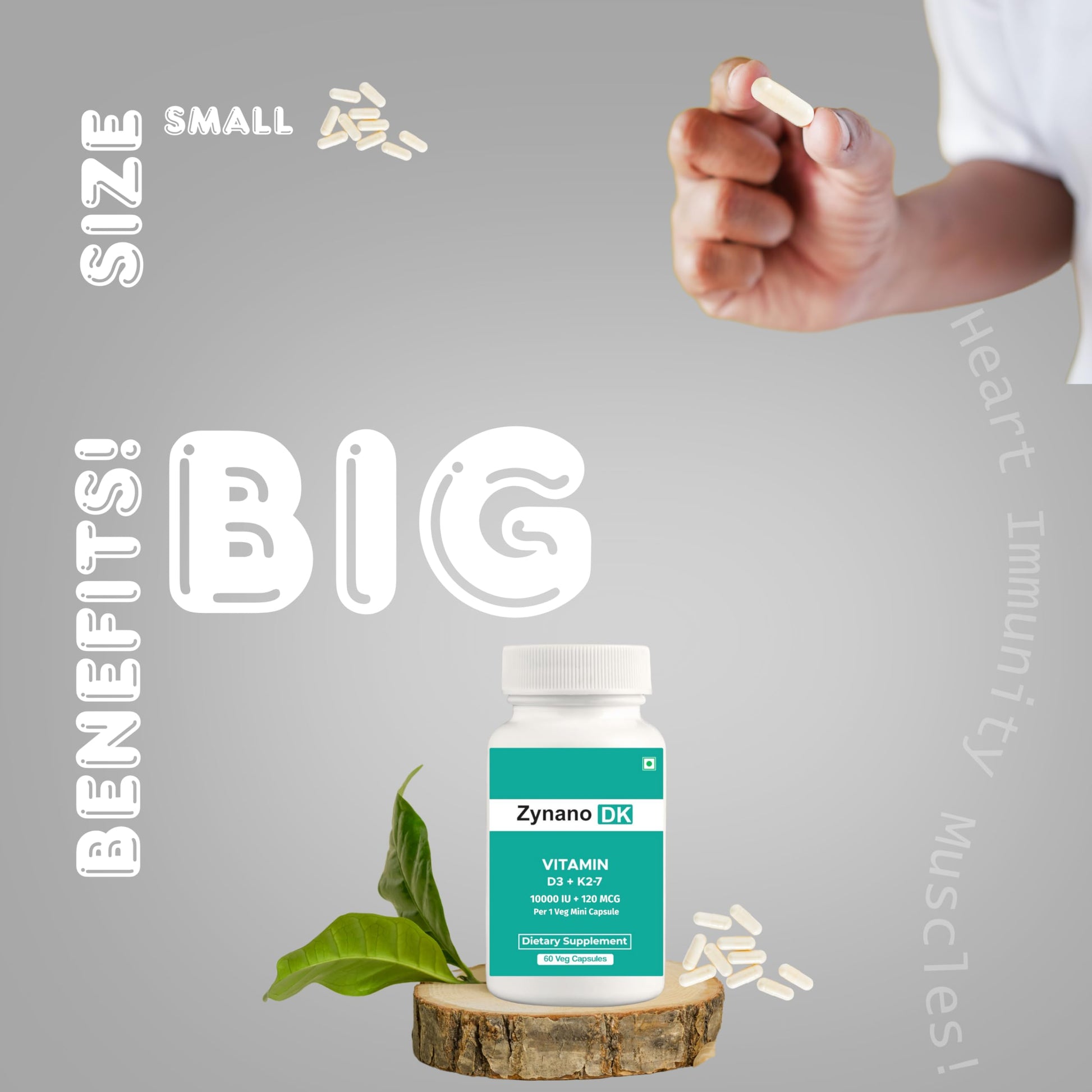 Suplemento Zinano cápsulas vegetales vitamina d3 k2 60