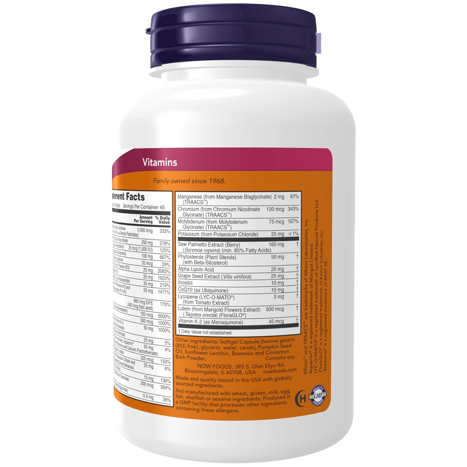 Suplementos ADAM con nutrientes esenciales para hombres