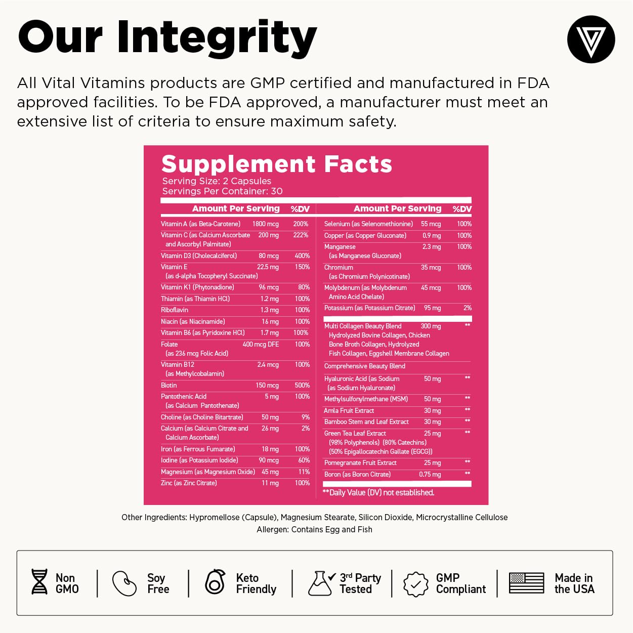 Suplementos de belleza Vital Vitamins vitaminas para mujer
