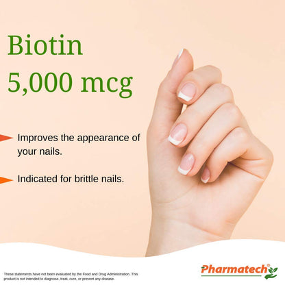 Suplementos de biotina PHARMATECH 120 cápsulas
