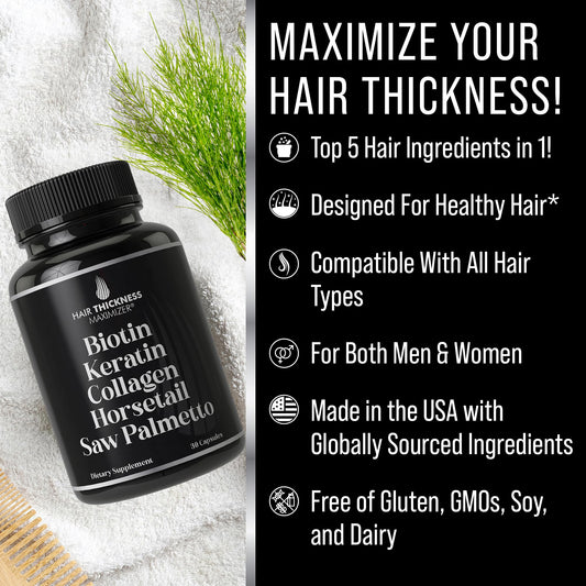 Suplementos para cabello con biotina y colágeno Hair Thickness Maximizer
