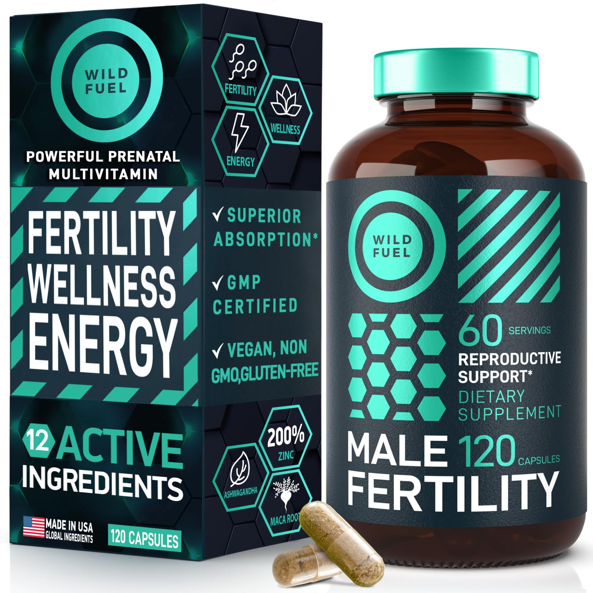 Suplementos de fertilidad masculina WILD FUEL 120 cápsulas
