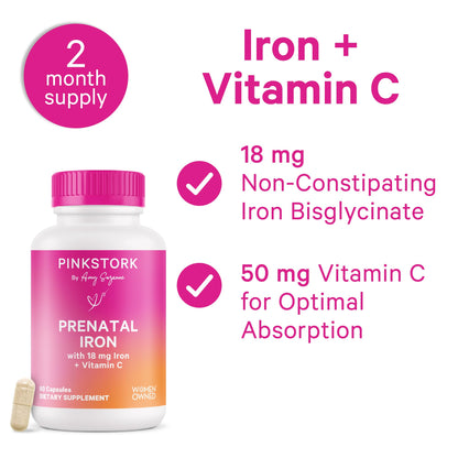 Suplementos de hierro y vitaminas para embarazo Pink Stork