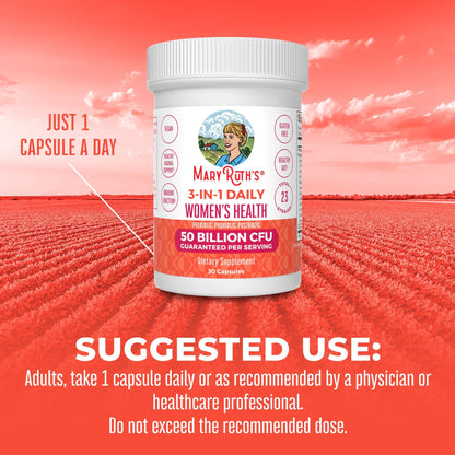 Suplementos MaryRuth Organics para embarazo y salud intestinal femenina