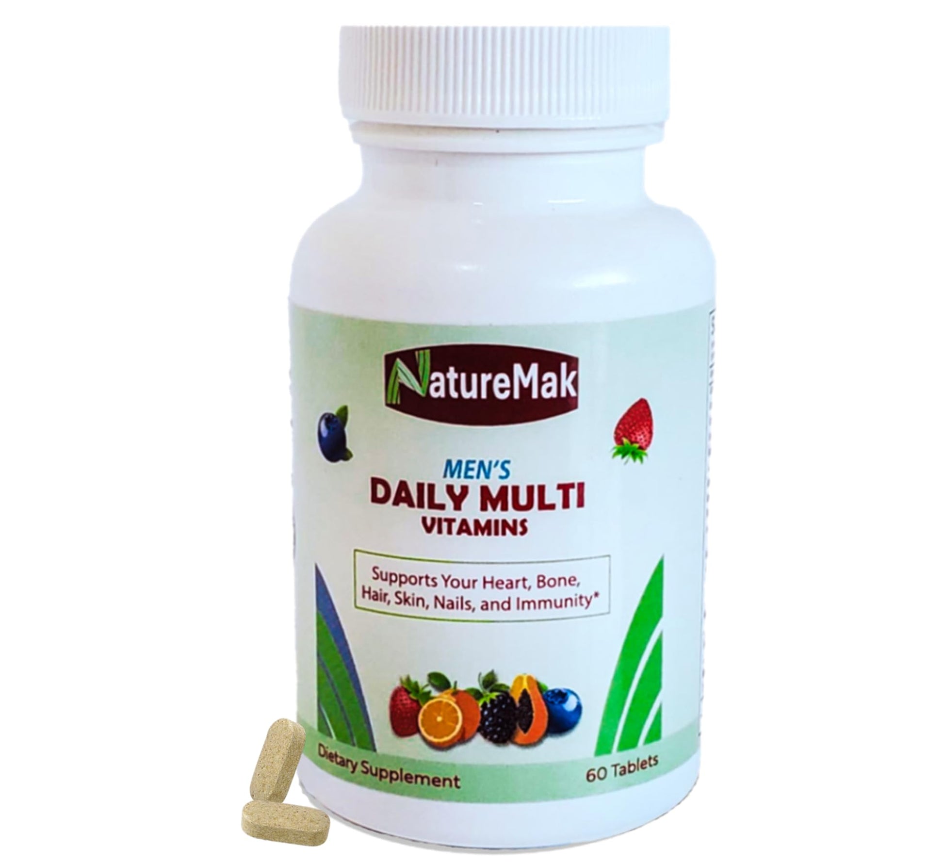 Suplementos NatureMak en tabletas para salud masculina.