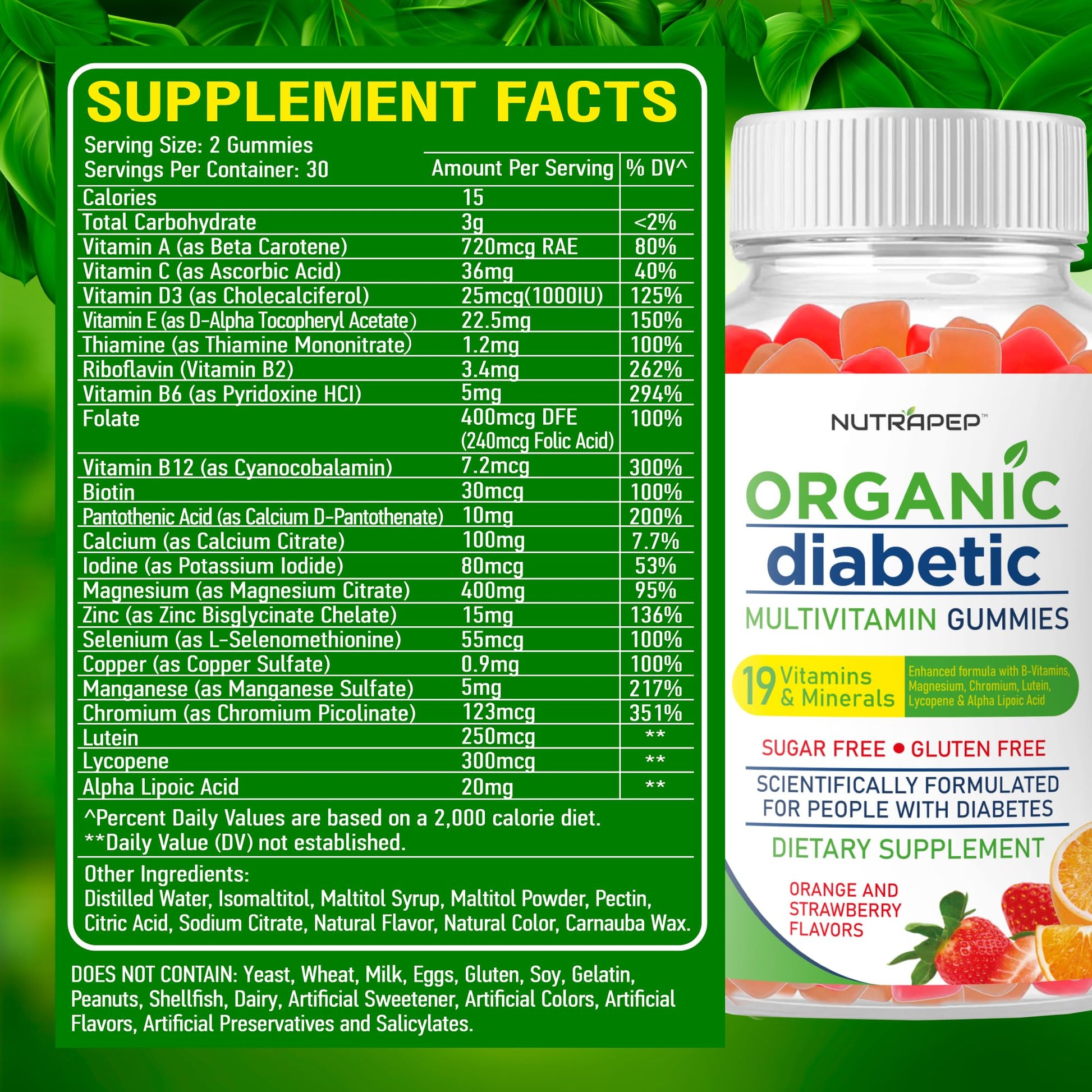Información de suplementos NutraPep - sin alérgenos.