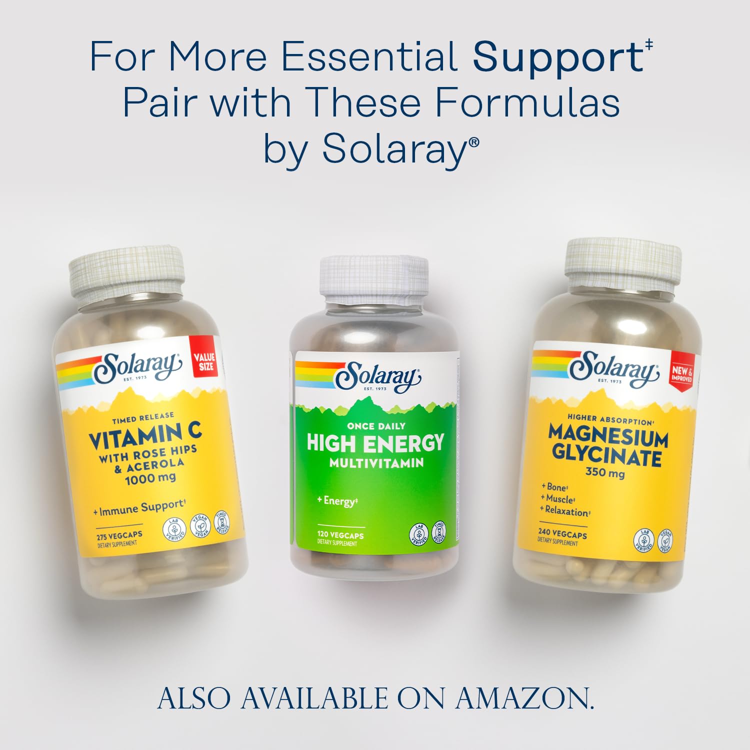 Diferentes suplementos nutricionales Solaray disponibles en Amazon