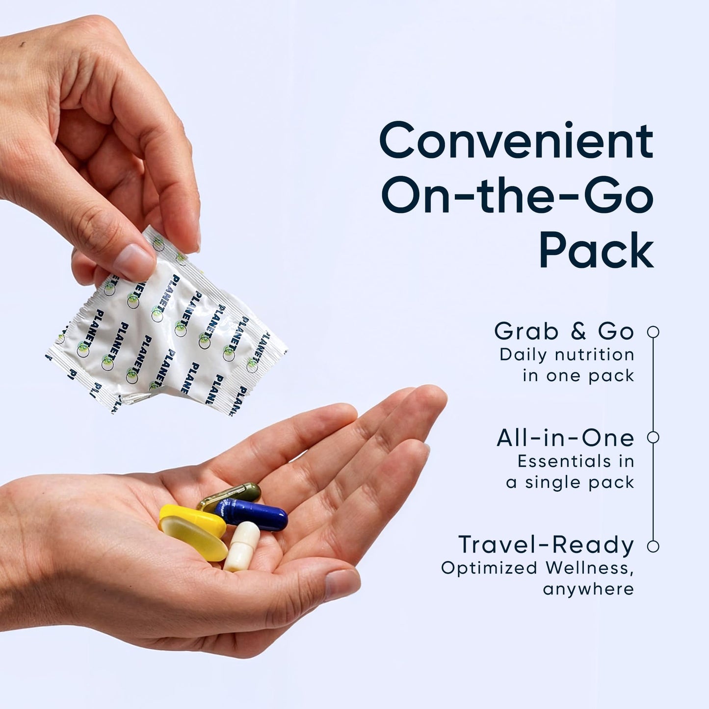 Suplementos Planet 3 con omega 3, B12, y más para un bienestar total.