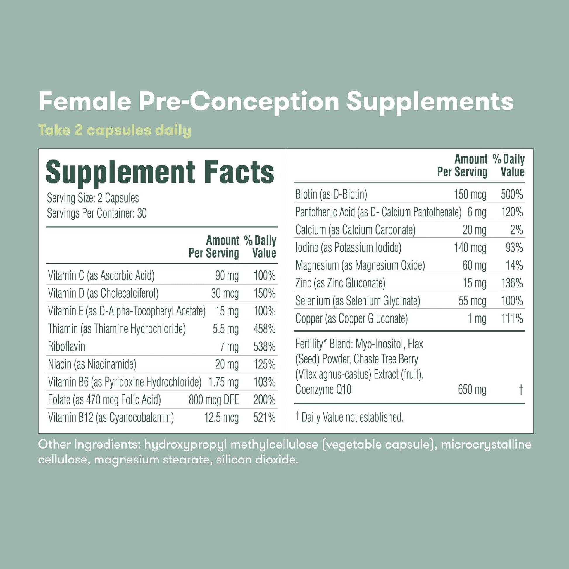 Suplementos pre concepción Frida Fertility sin gluten y vegetarianos