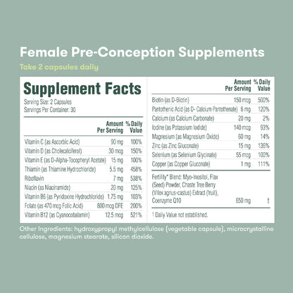 Suplementos pre concepción Frida Fertility sin gluten y vegetarianos