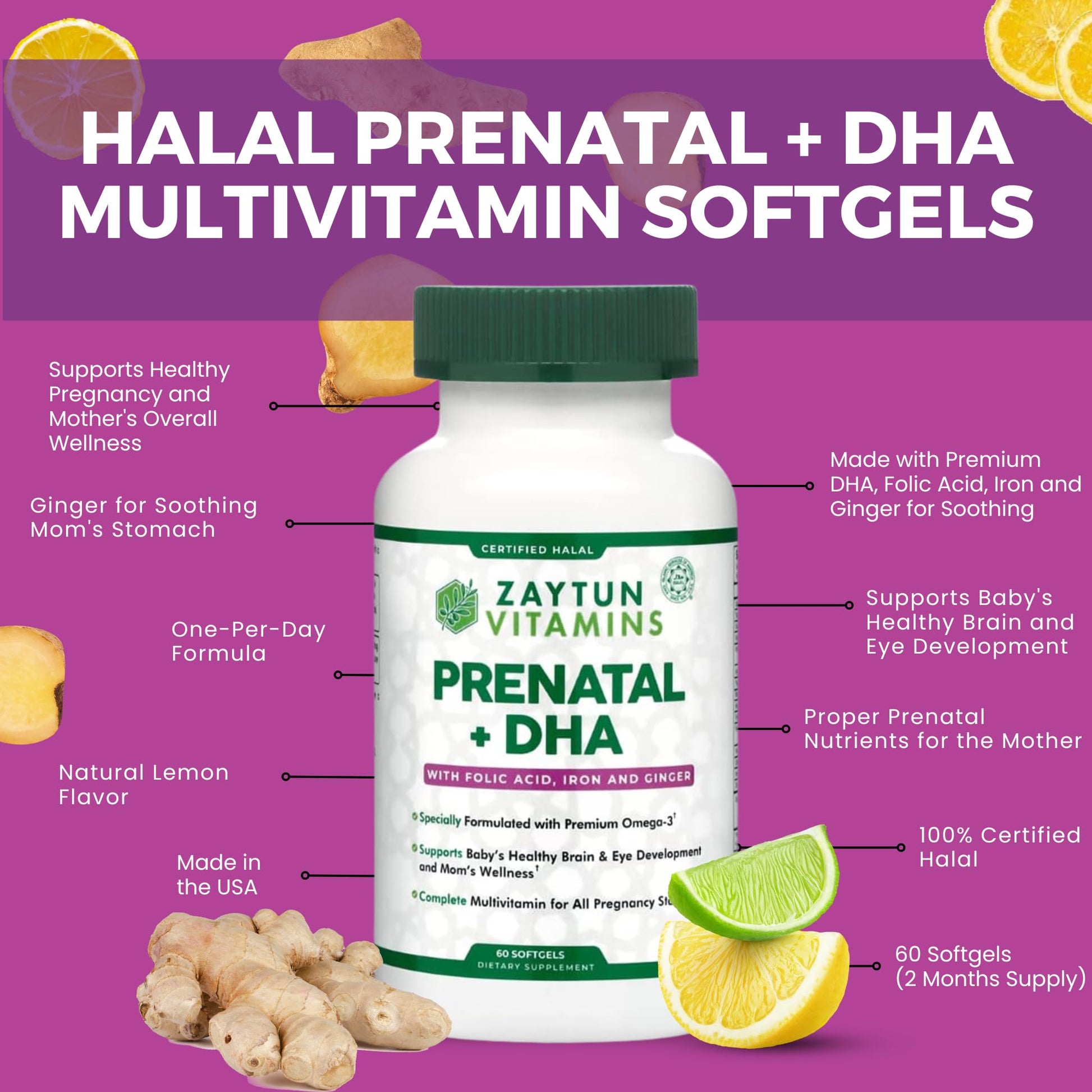 Suplementos prenatales Zaytun enriquecidos con jengibre