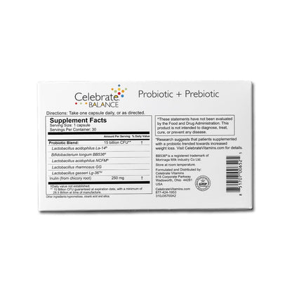 Suplementos probióticos dentro de caja