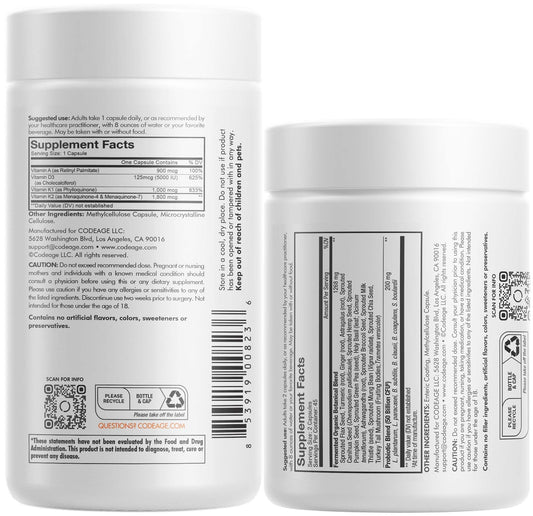 Suplementos probióticos SBO con vitaminas ADK Codeage