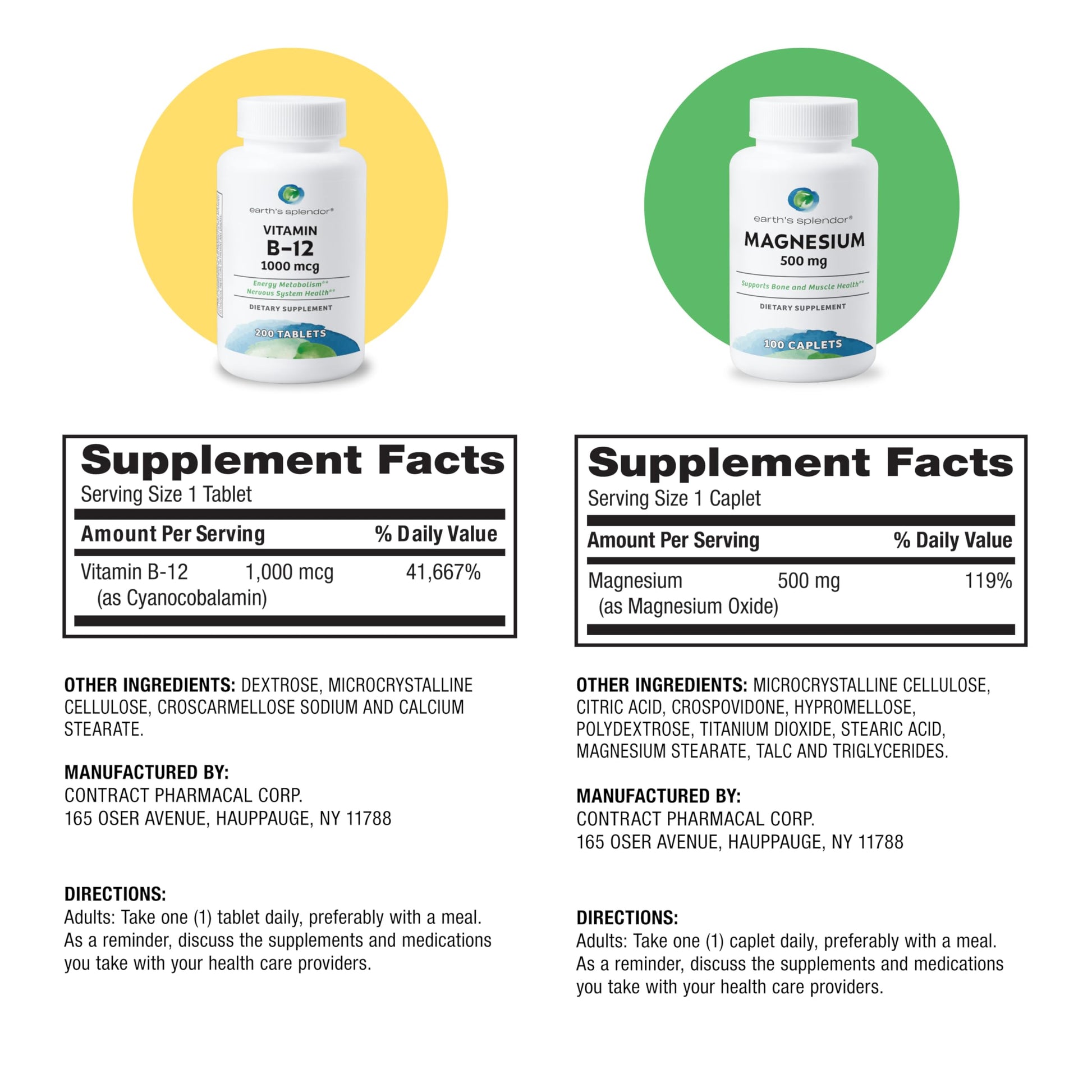 Suplementos sin gluten de vitamina b12 y magnesio Earth's Splendor