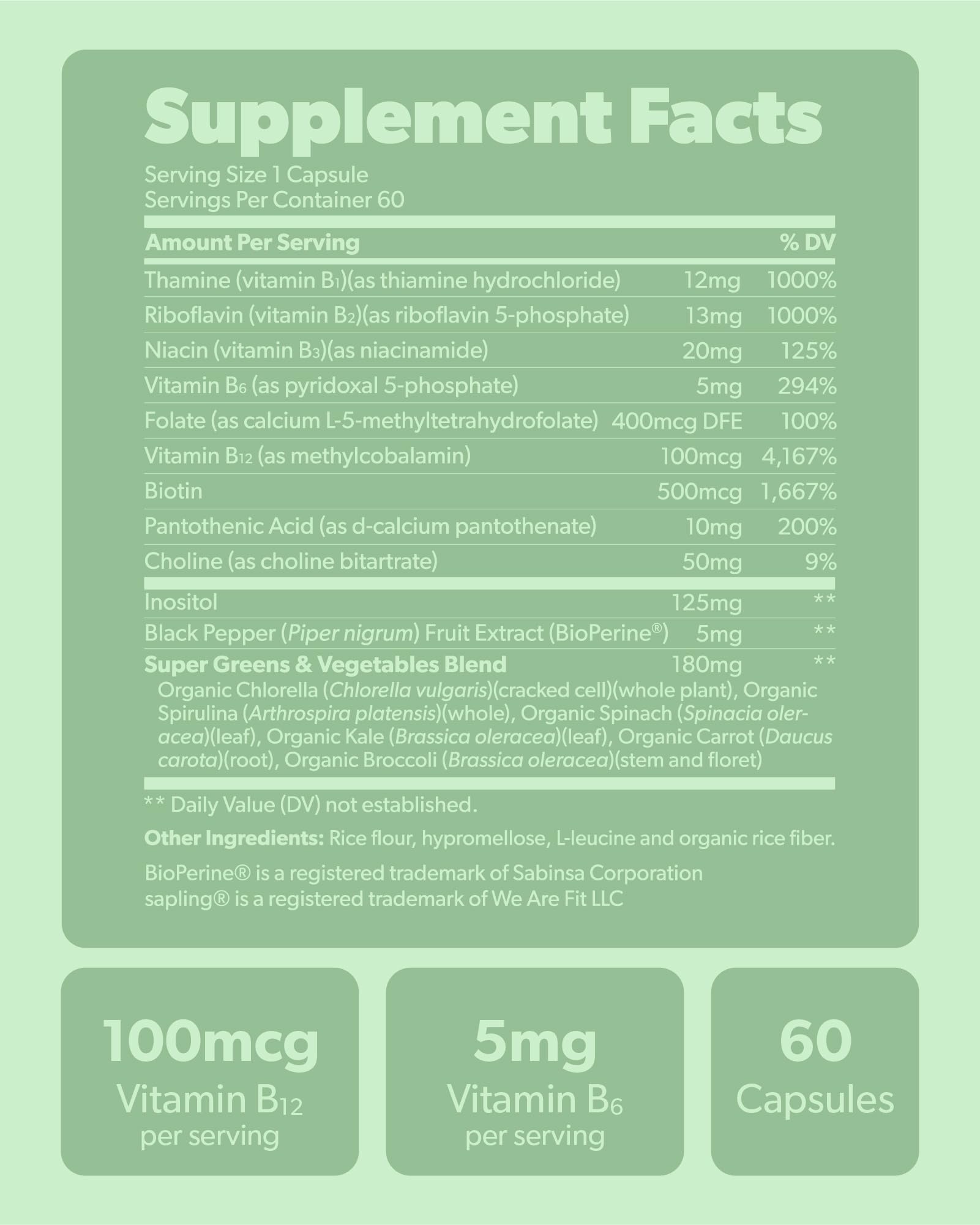 Suplementos veganos sapling para salud y metabolismo