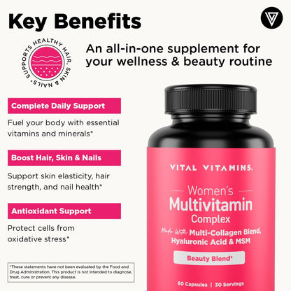 Suplementos Vital Vitamins multivitamínico y biotina para mujer