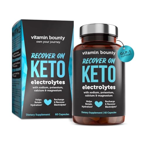 Suplementos Vitamin Bounty para dieta keto sobre fondo blanco