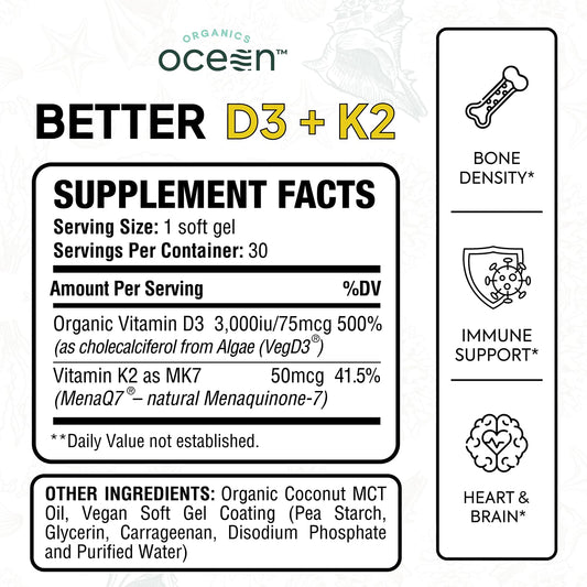 Suplementos D3 K2 orgánicos con máxima biodisponibilidad