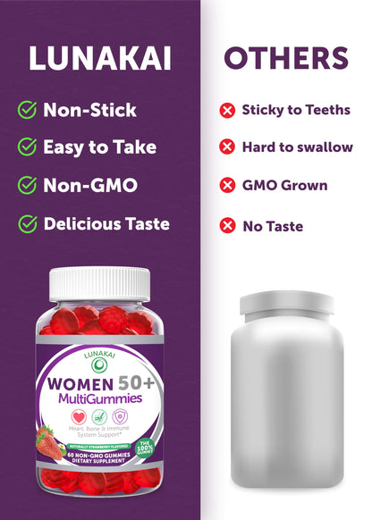 botella de suplementos vitamina para mujeres 50 más lunakai