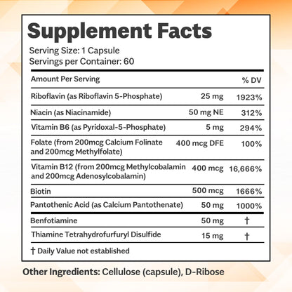 Suplementos vitaminas B sin rellenos ThiActive B 60 unidades