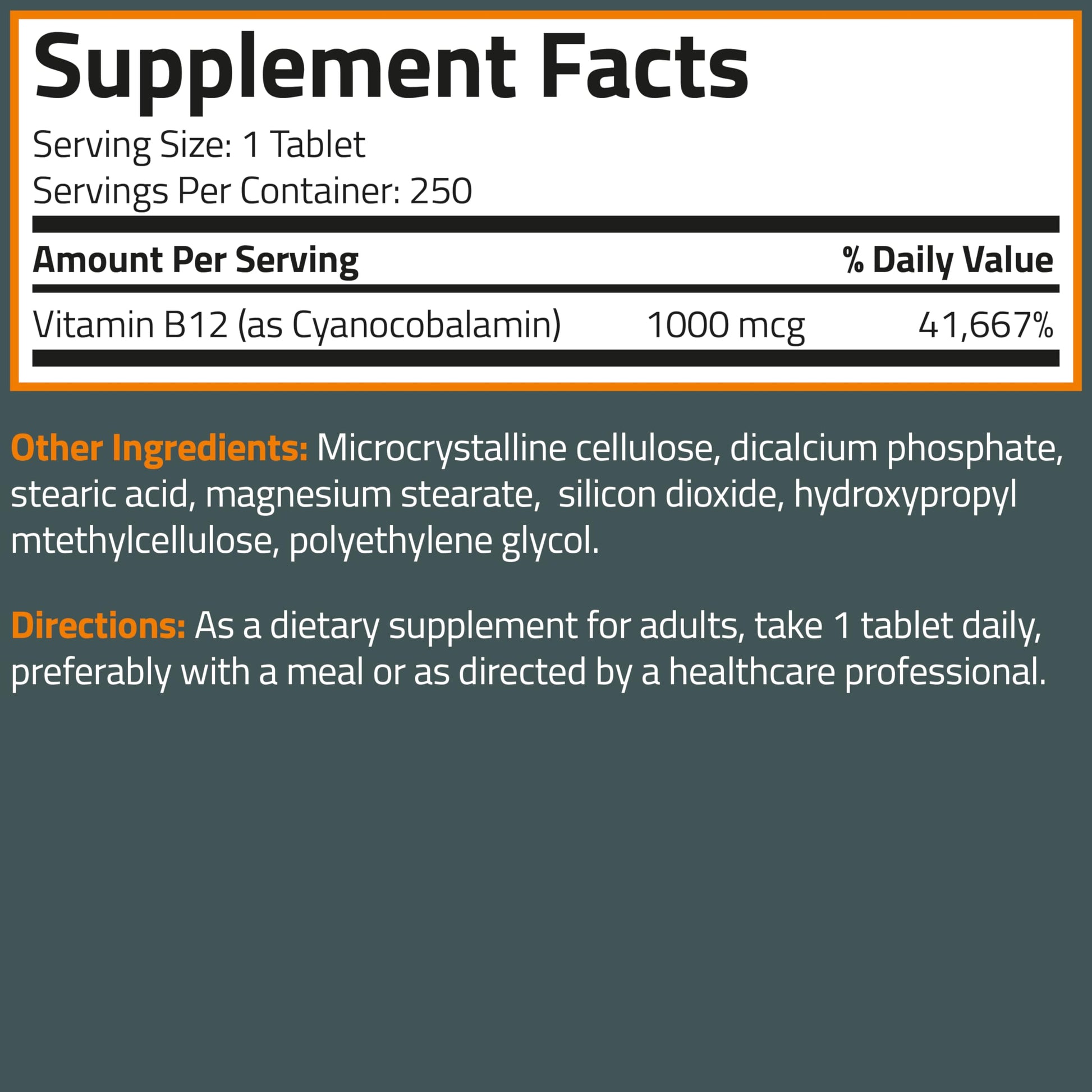 Suplementos vitamínicos Bronson B12 No-OGM 250 tabletas