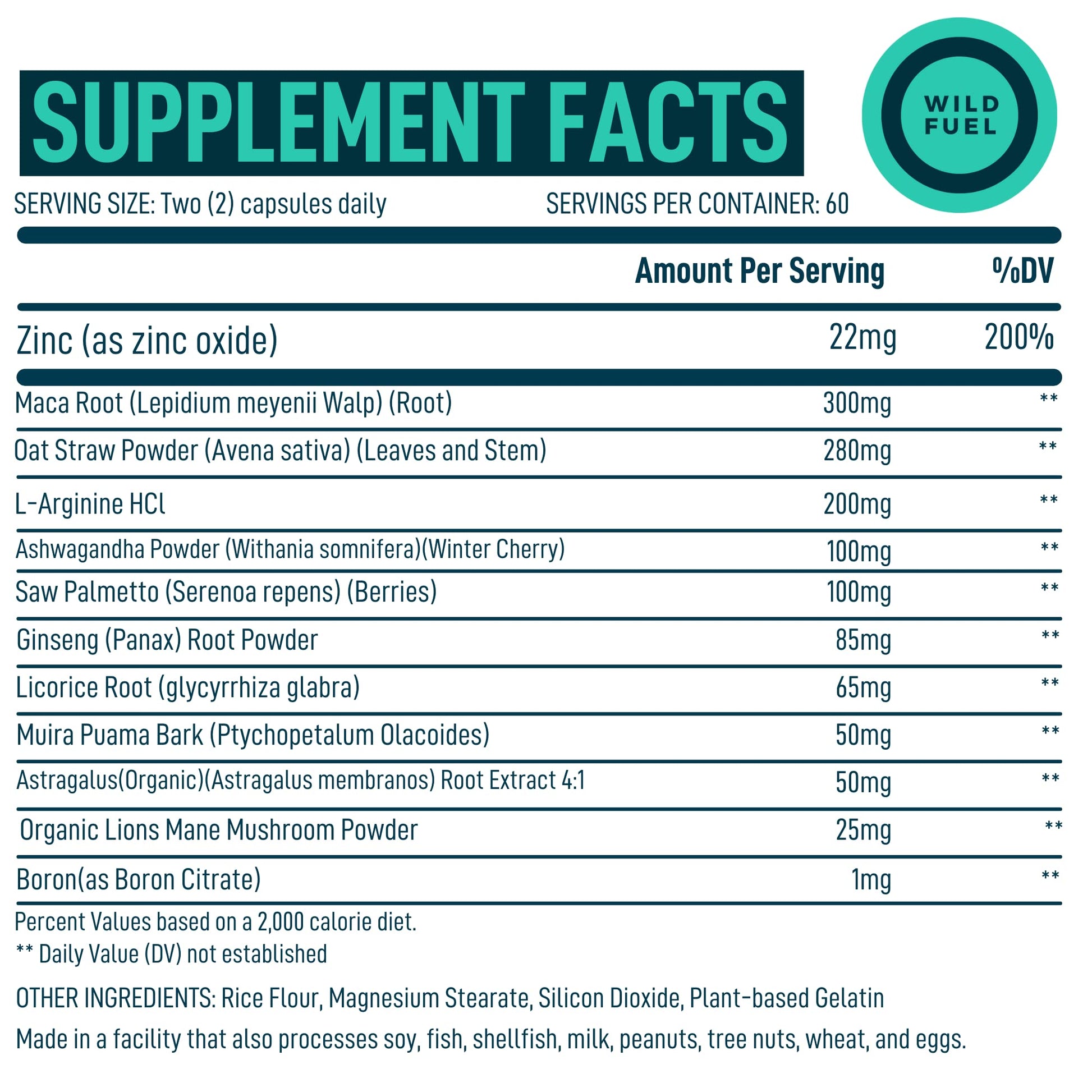 Suplementos WILD FUEL para salud y fertilidad hombres