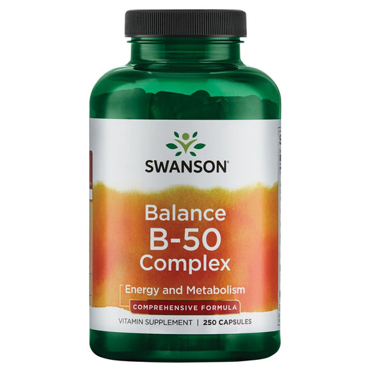 Swanson B-50 B-Complex suplemento vitaminas B 250 cápsulas