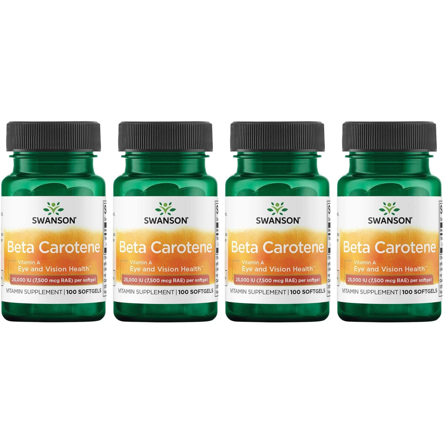 Swanson beta-caroteno vitamina a 25000 ui 100 cápsulas paquete 4