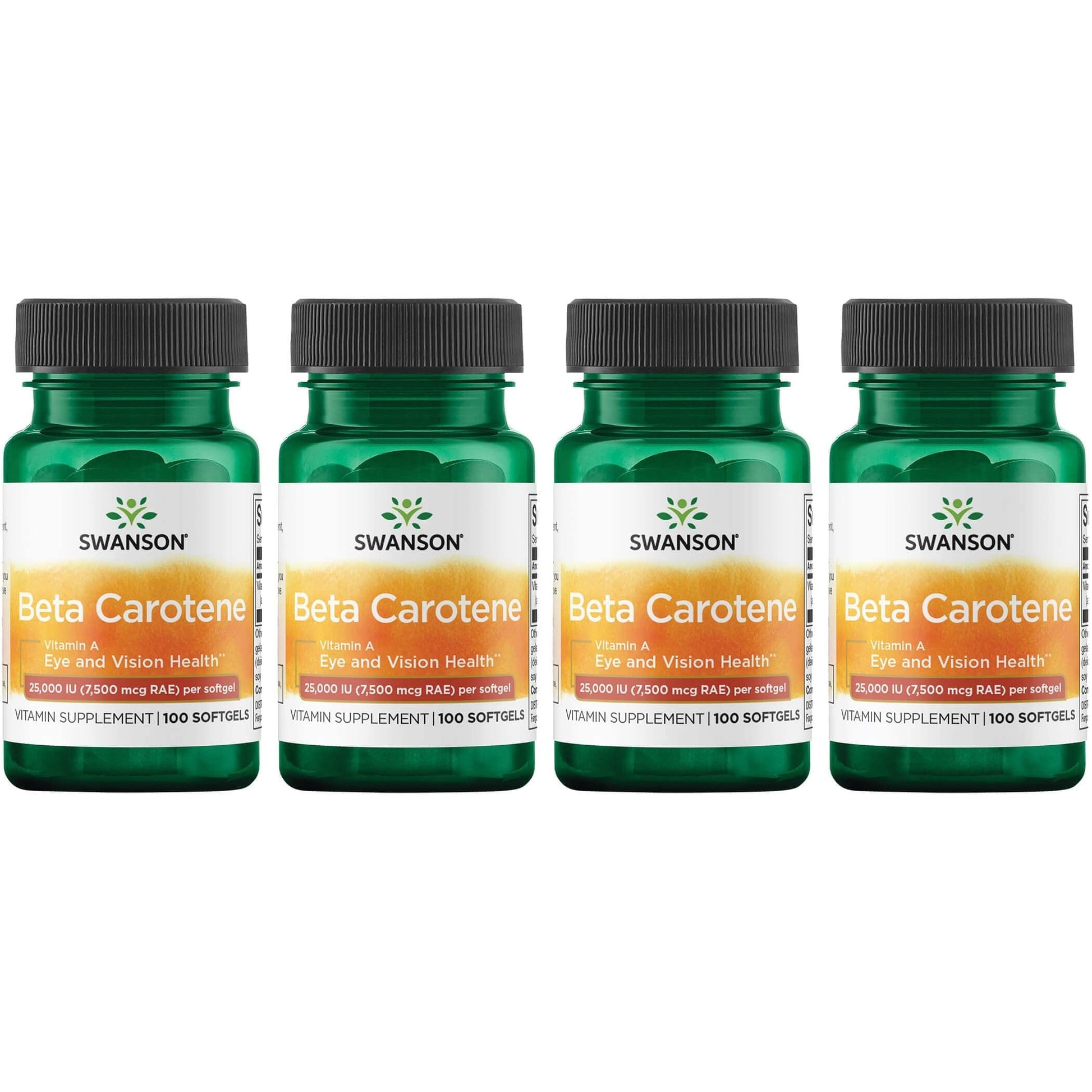 Swanson beta-caroteno vitamina a 25000 ui 100 cápsulas paquete 4