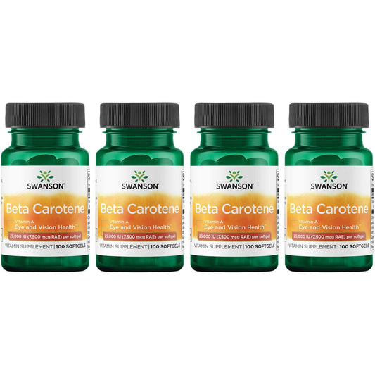 Swanson beta-caroteno vitamina a 25000 ui 100 cápsulas paquete 4