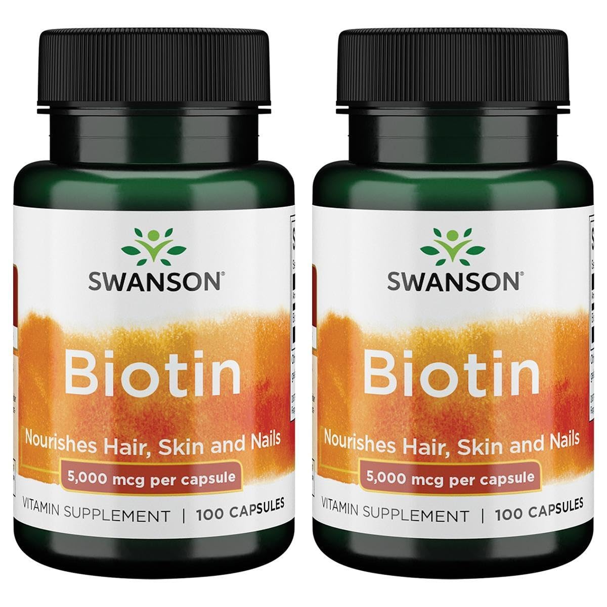 Swanson Biotina 5000 mcg 100 cápsulas paquete doble