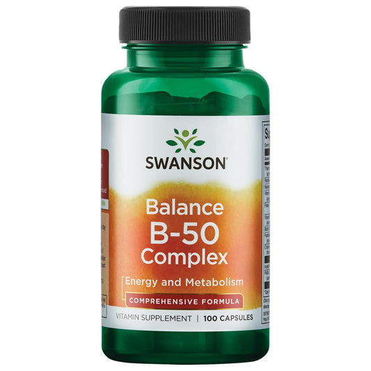 Swanson complejo B-50 suplemento vitaminas energía envase